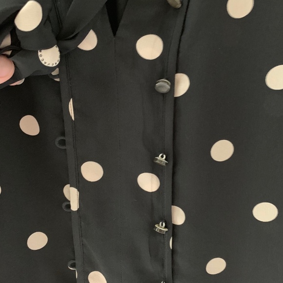 Marc by Marc Jacobs Black Silk Necktie Blouse with Cream Polkadots Size 4 - Picture 3 of 4